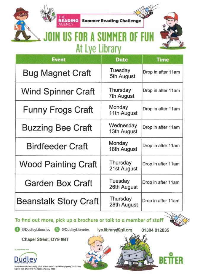 Lye Library - Summer Reading Challenge Crafts in August